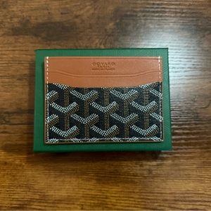 Goyard Black and Brown Key Card Holder with Geometric Design